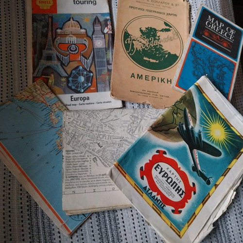 Vintage maps used from 1960-1970 decade