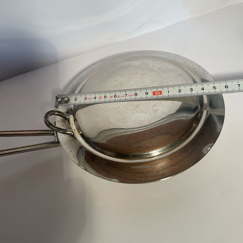 Silver plated vintage ash collector like new with lid and handle