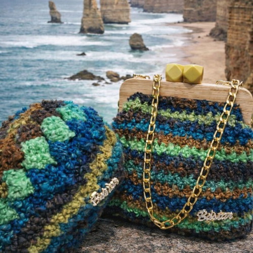 Handmade crossbody bag and hat set multicolored new