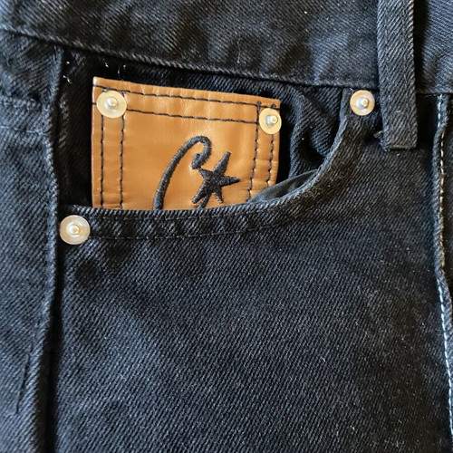 Corteiz C-Star Denim Jeans new, 100% cotton, baggy, black and white