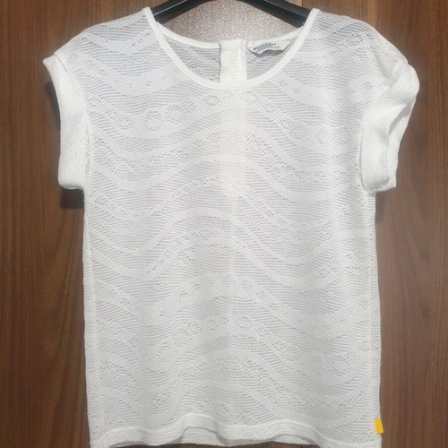 Broadway white transparent short-sleeve blouse new size M