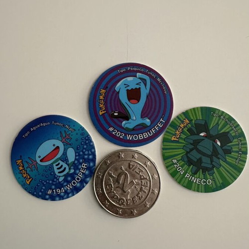 Vintage Pokémon Tazos/Pogs, σετ 9 τεμάχια, 6 τρισδιάστατα συλλεκτικά