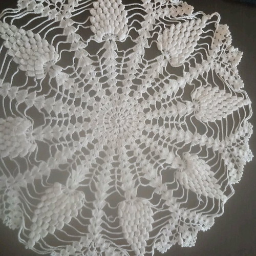 Handmade crocheted doily used, round 34×34 cm