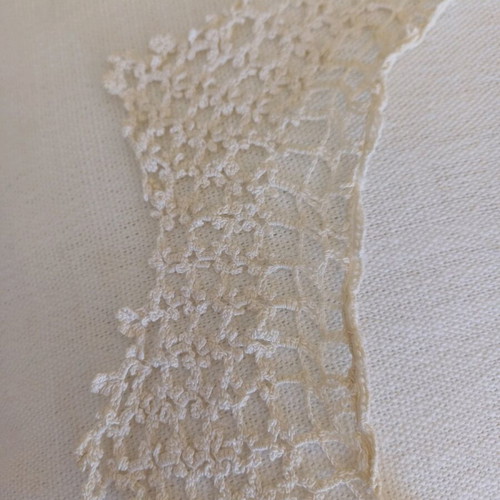 Lace collar used, knitted beige for dress or blouse