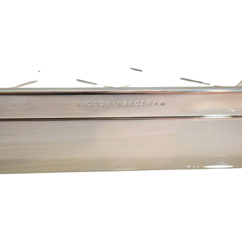 Victoria Beckham silver metal clutch minaudiere bag geometric suede