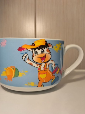 Children's porcelain mug with handle new, ideal for milk or cereals