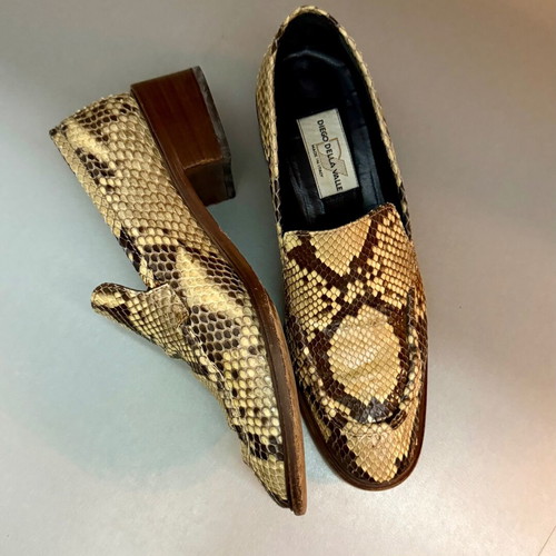 Diego Della Valle Vintage Loafers Made in Italy Python Leather Size 38.5 Like New
