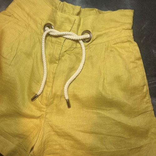 Linen high-waisted shorts Mango xsmall like new, yellow