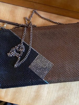 Evening bag like new, metallic in black, silver and bronze colors