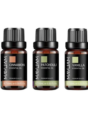 Set of 3 Essential Oils Cinnamon, Patchouli, Vanilla 10ml new