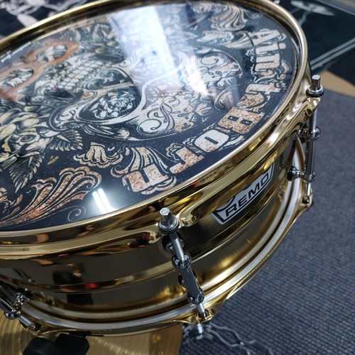 Remo Gold Metal Snare 14"×6.5" new with 20" Turkey Ride, stand, sticks, case