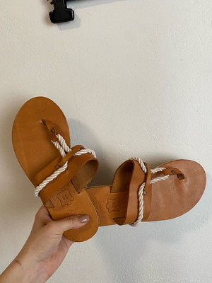 Leather sandals new, brown, size 38