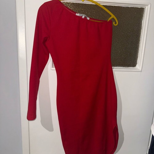 Judah Club dress asymmetrical midi one shoulder like new, red size S