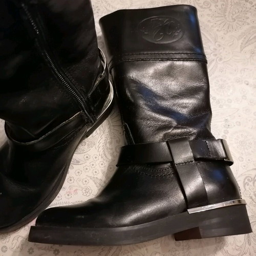 Zara girls' boots used, black leather, size 28