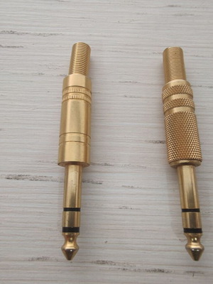 Audio Adaptors Jack 6.3mm Male pack of 2 like new, gold plated