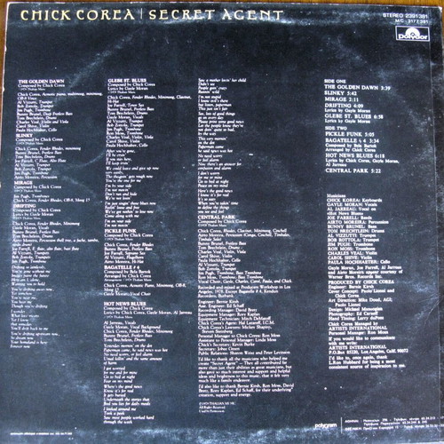 Chick Corea Secret Agent 1978 LP like new, jazz fusion