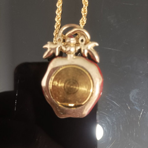 Gold-plated pendant necklace with small watch, Art Deco style