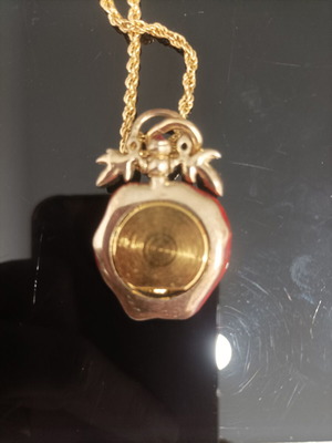 Gold-plated pendant necklace with small watch, Art Deco style