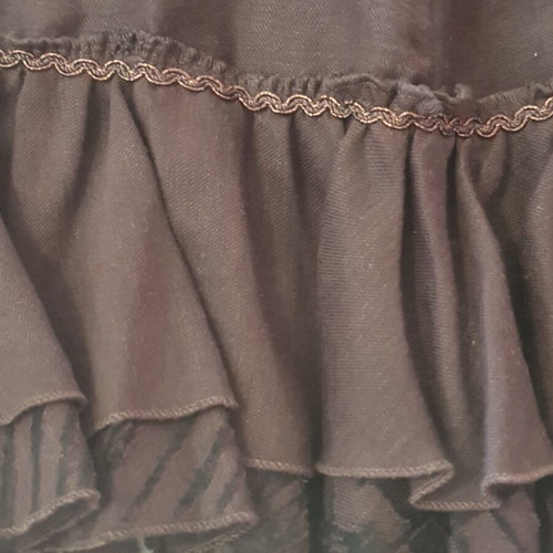 Vintage brown skirt used, size M/L with pleated and layered ruffles