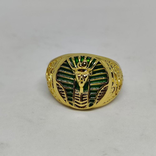 Pharaoh Ring with Enamel like new, size 12, gold color