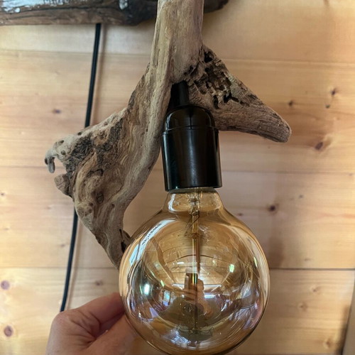 Handmade driftwood lamp like new with long cord