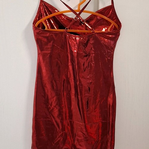 Red shiny mini club dress new