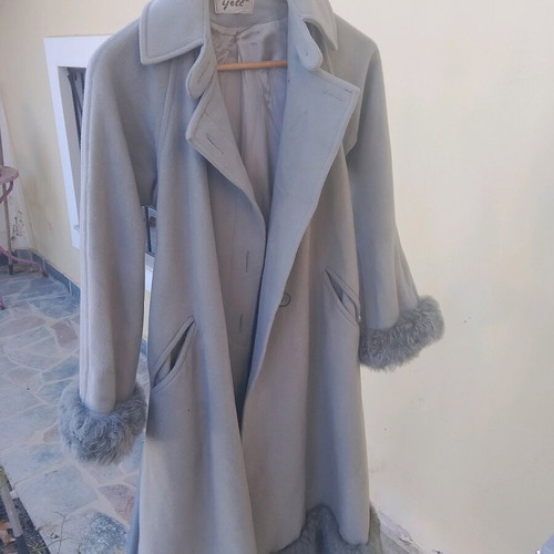 Yell vintage coat used, size S 36, gray turquoise