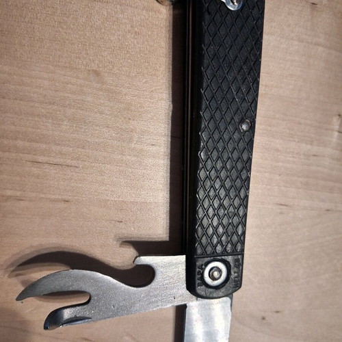 Greek Army folding knife used with can opener tool 1988