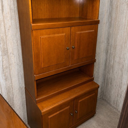 Wooden cabinet with shelves and cupboards