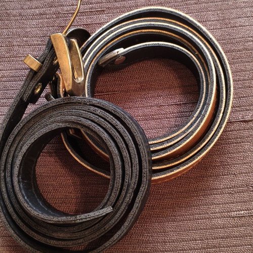 Leather belt set like new, black and brown, 115 cm