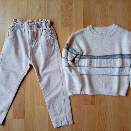 Girls' clothing set size 4-5, 110cm like new, Zara white beige