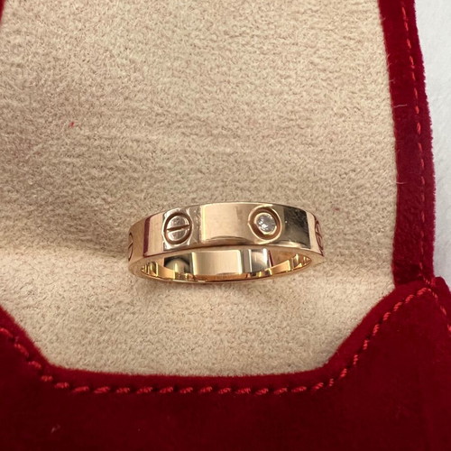 Cartier Love ring used, rose gold 750 with 1 diamond size 53