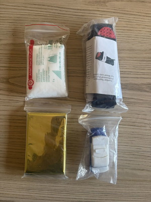First Aid Set with Tourniquet, Triangular Bandage, Phlebotomy Band, and Survival Blanket new