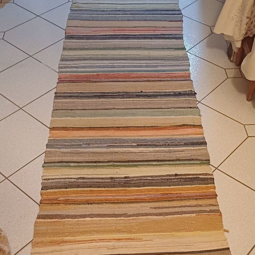 Traditional handmade woven rag rug like new 270x70cm