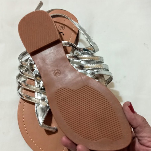 Ancient Greek Silver Gladiator Sandals Size 38 New