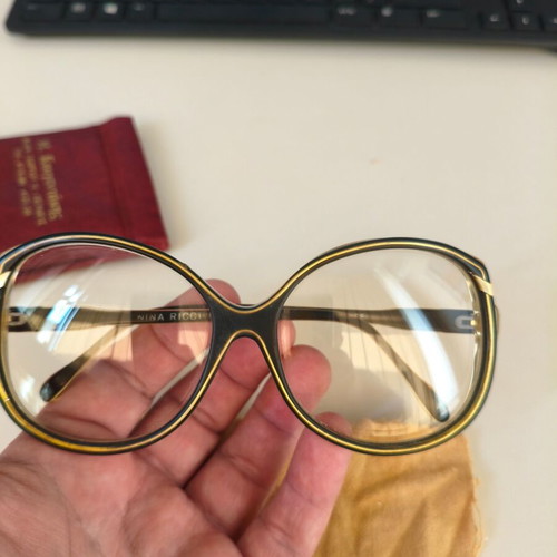 Nina Ricci Vintage 1970s Handmade Glasses like new, black and gold