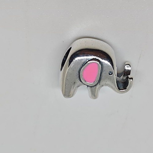 Silver Elephant Charm with Pink Enamel like new