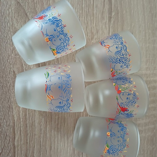 Collectible set of 5 matte glass shot glasses by Giorgos Stathopoulos new