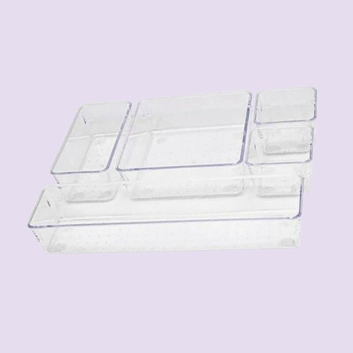 Drawer organizer with five transparent compartments like new