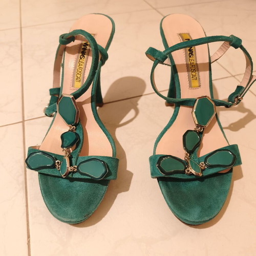 Manas Lea Foscati suede sandals like new, green, heel 10cm