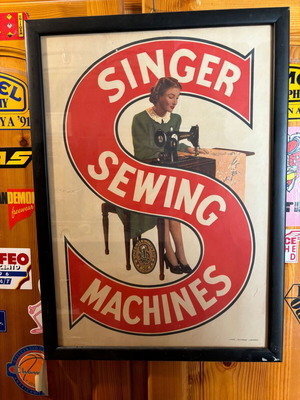 Singer vintage advertising poster used