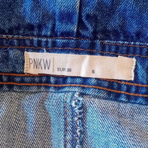 Denim short salopette like new, blue Pink Woman size S