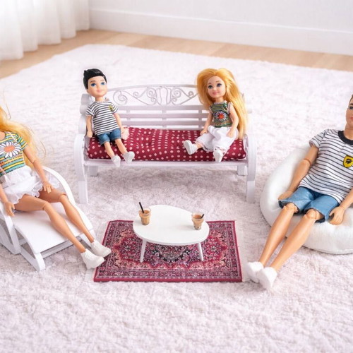 Bench, sun lounger and pouf for dolls new