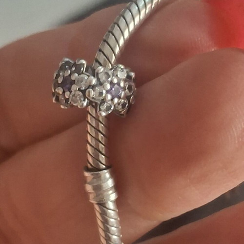 Pandora charm divider with purple and clear cubic zirconia, like new
