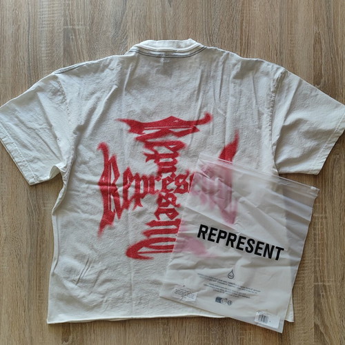 Represent MH T-Shirt V2 Ash White Size L Oversized