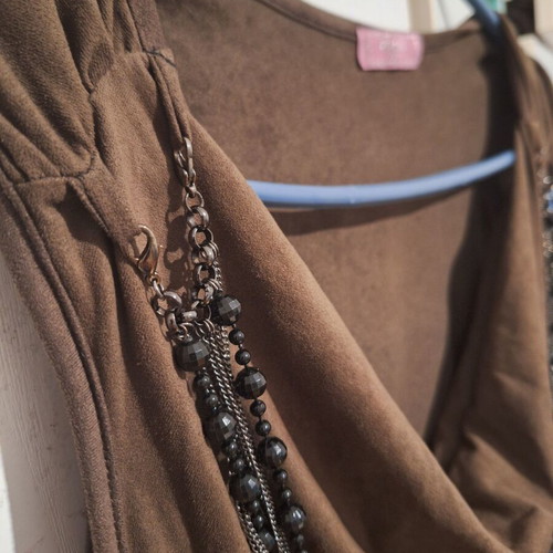 Velour Pin Up blouse like new, brown, sizes M-L