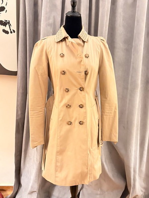Trench coat Zara μπεζ σαν καινούργιο με διακοσμητικό γιακά με τρουκς