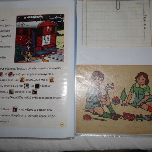 Trains and Train Sets used, archive of 60 clippings and decals