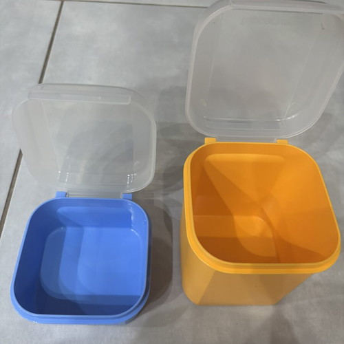Tupperware canister in two colors