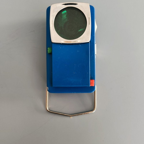 Vintage Metal Pocket Flashlight used, blue color, retro collectible